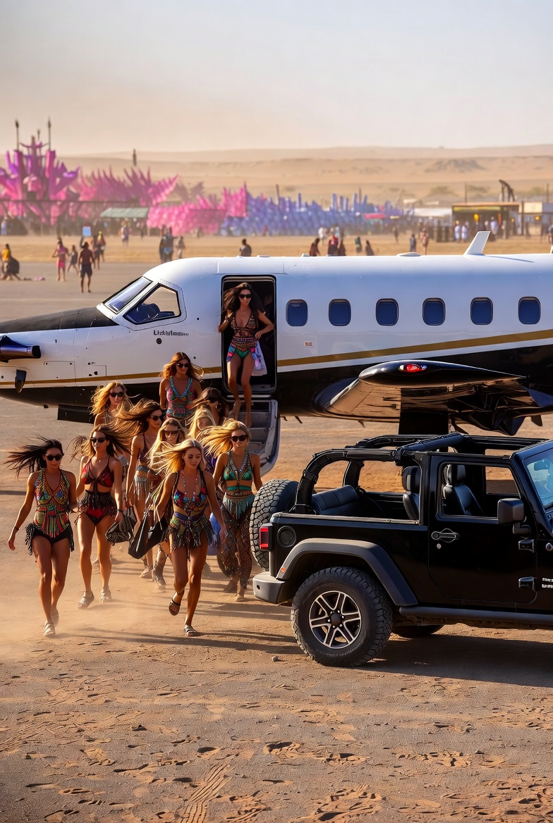 Passengers arriving by plane at Africa Burn in the Tankwa Karoo